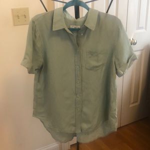 Equipment- green button up- linen/silk blend.